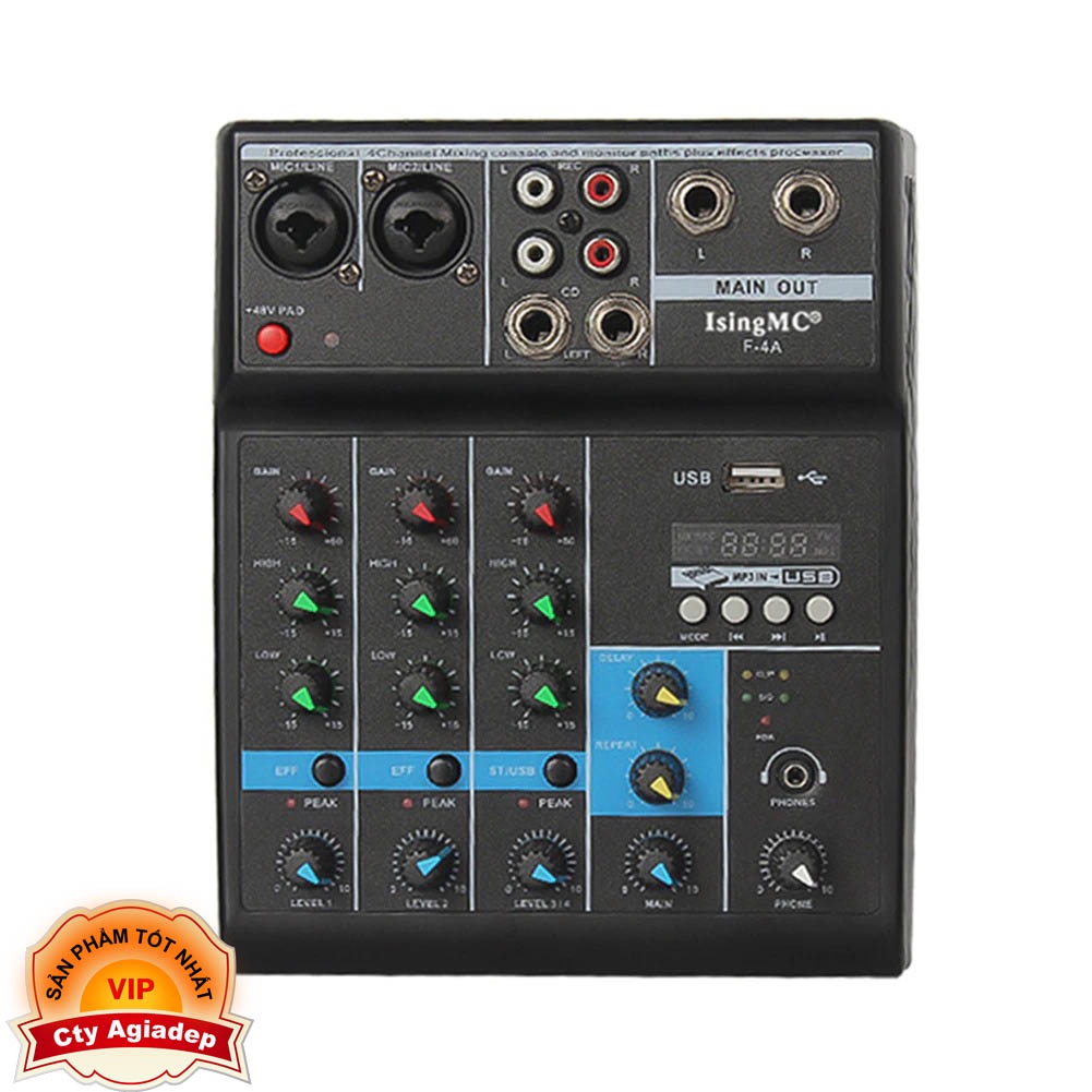bộ trộn âm thanh chuyên nghiệp 4 kênh live trực tiếp - Soundcard For PC Recording - karaoke cho gia đình