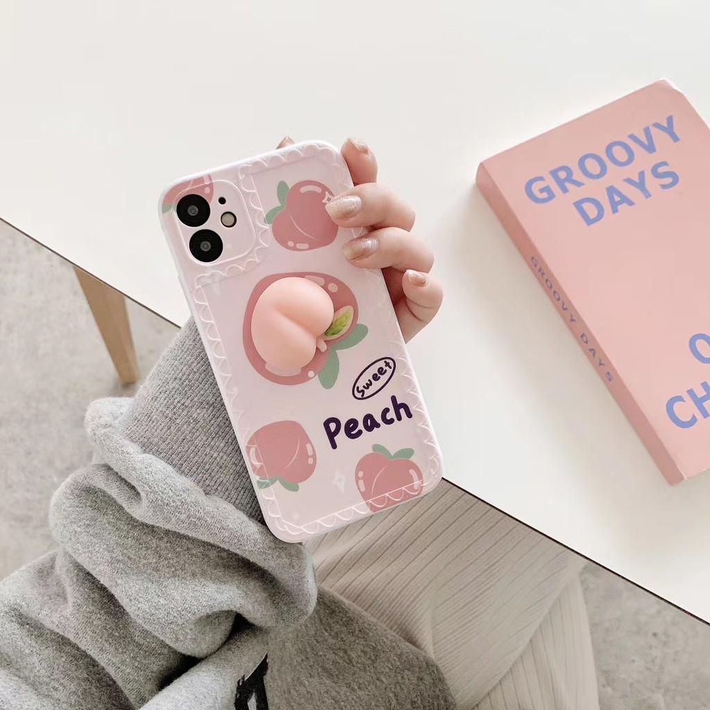 Ốp điện thoại mềm hình quả đào cho Iphone 7 8 Se2020 7plus 8plus Ix Xr Xsmax 11 Pro Promax 12 12mini Pro Promax | BigBuy360 - bigbuy360.vn