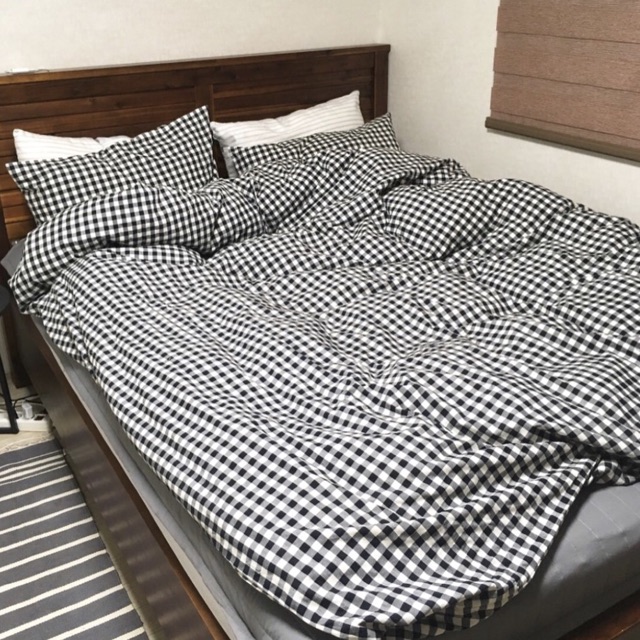 [FREESHIP] Bộ chăn ga poly cotton: caro đen trắng | BigBuy360 - bigbuy360.vn