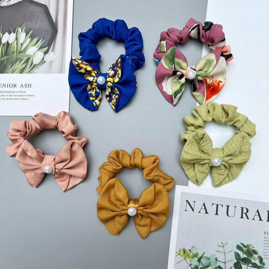 Cột tóc, buộc tóc Scrunchies phối nơ phong cách Hàn Quốc xinh xắn SHOP5SAO
