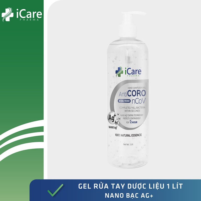 Nước rửa tay dược liệu iCare Pharma 1L - Nano Bạc