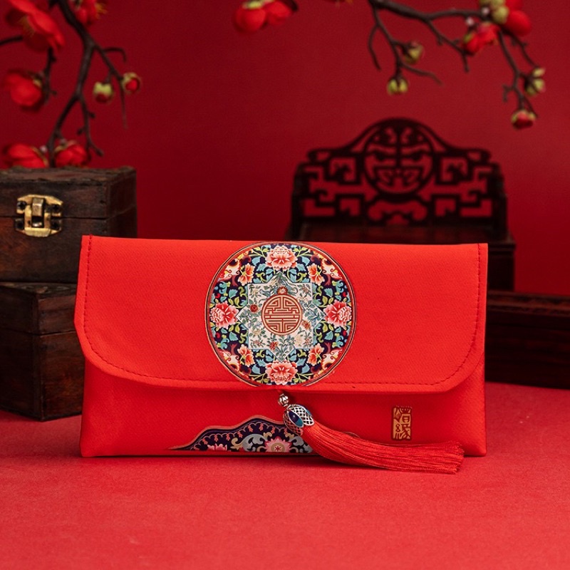 Phong Bao Lì Xì Màu Đỏ Bằng Vải Thổ Cẩm Sáng Tạo Cho Năm Mới