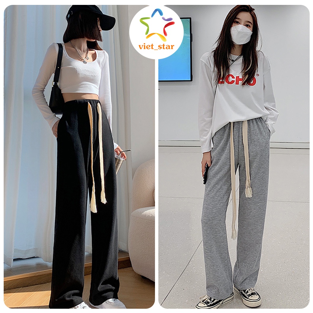 Quần Ống Rộng Dây Bản To VIETSTAR Jogger Nữ Hack Chân Dài