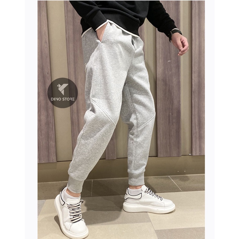 Quần Jogger Trơn Nam Thu Đông Chất Vải Nỉ Cao Cấp Màu Đen - Dino Store