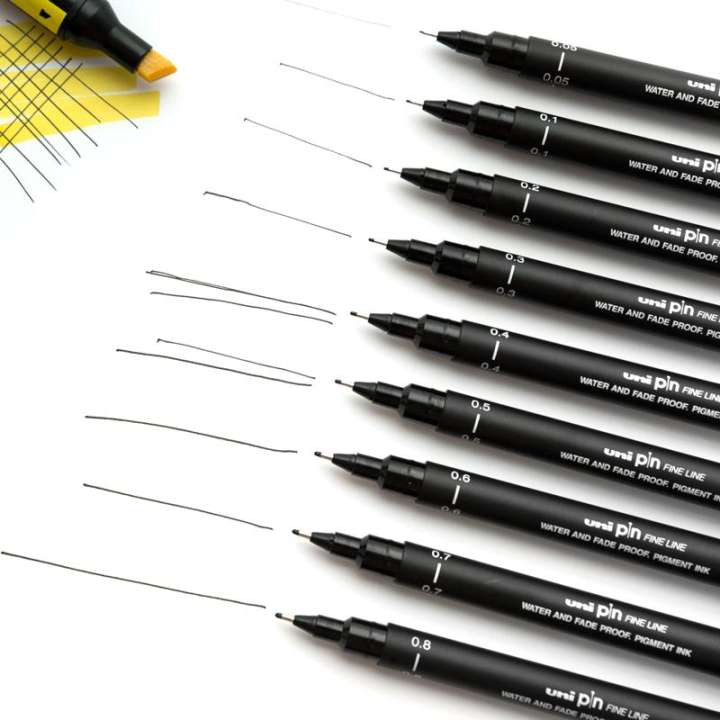 BÚT LINE ĐI NÉT CHUYÊN NGHIỆP UNI PIN 200 FULL SIZE (TỪ 0.03MM - BRUSH)