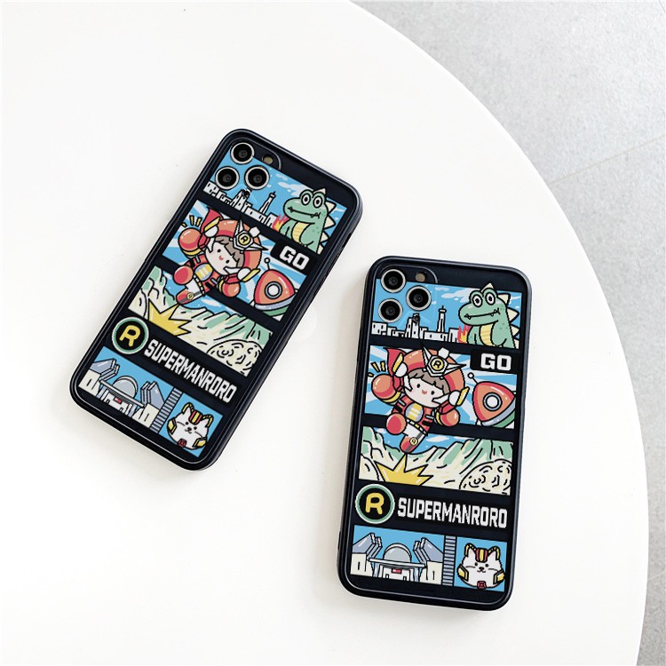 Ốp lưng iphone cạnh vuông Super Roro dành cho ip 6/6plus/6s/6splus/7/7plus/8/8plus/x/xr/xs/11/12/pro/max/mini - e35