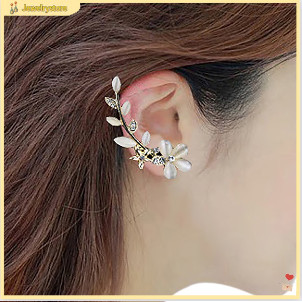 Khuyên kẹp vành tai hình hoa đính đá xinh xắn cho nữ