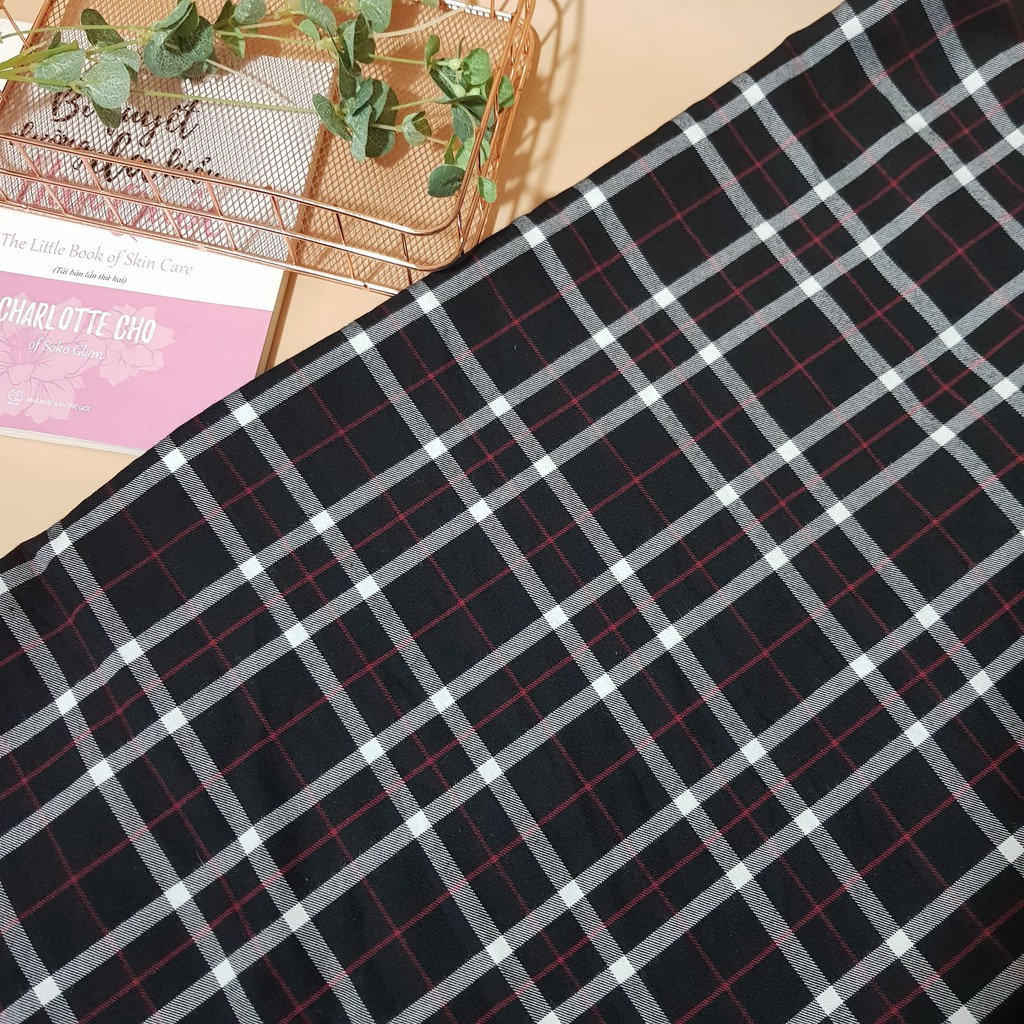 Vải kẻ caro vải may đồ chất dày mềm mịn 100x150cm Maihoaflower