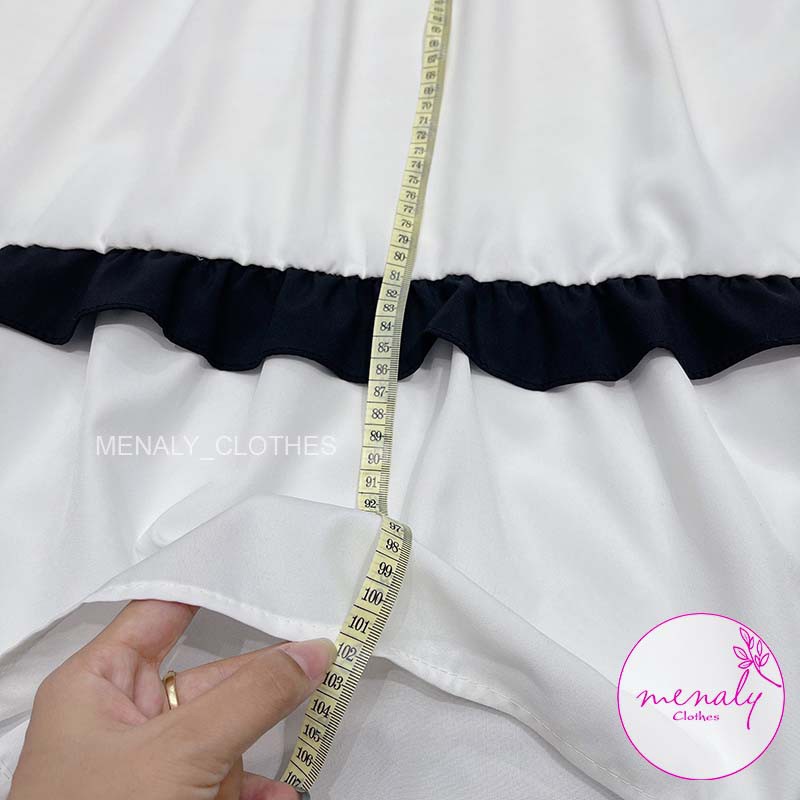 Váy xuông nữ babydoll dáng dài tay bồng V021, mẫu váy dáng rộng kiểu dáng hàn quốc, bầu bí bon chen thoải mái