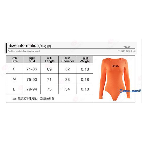 Bodysuit Họa Tiết In Chữ Dài Tay Cổ Tròn Màu Trơn Ôm Dáng Hợp Thời Trang Cho Nữ | BigBuy360 - bigbuy360.vn