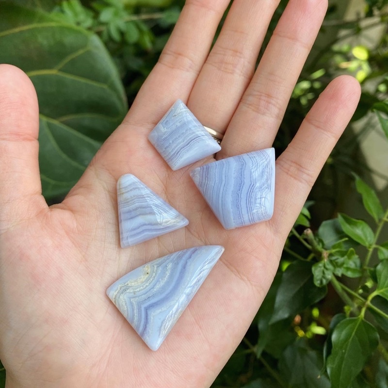 ĐÁ MÃ NÃO VÂN XANH LAM - Trụ, tumbled, cabochon tự nhiên - BLUE LACE AGATE NATURAL HEALING POINT/ TUMBLED/ CABOCHON