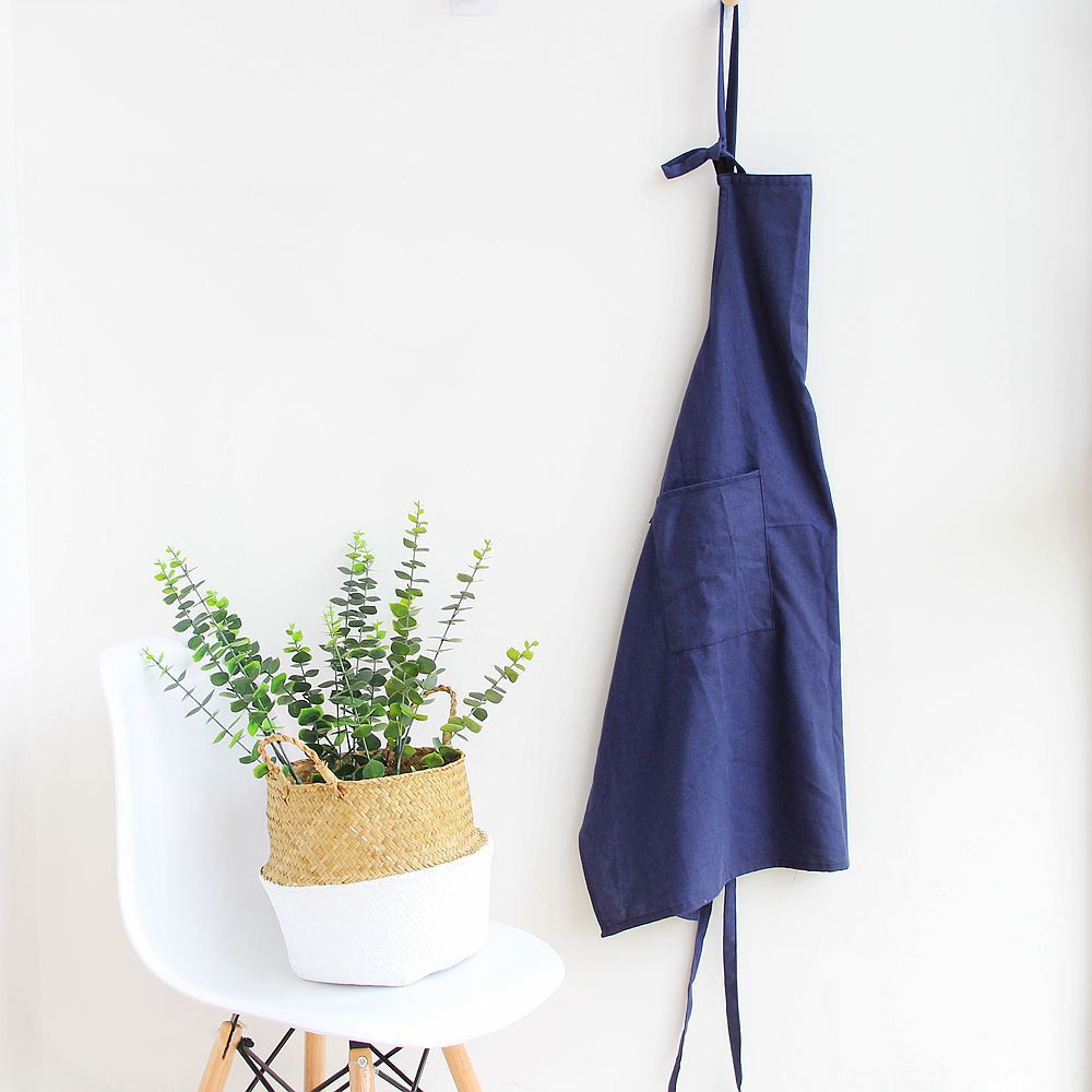 Tạp dề cotton có túi họa tiết trơn nhiều màu- hatimoon - HTD00205