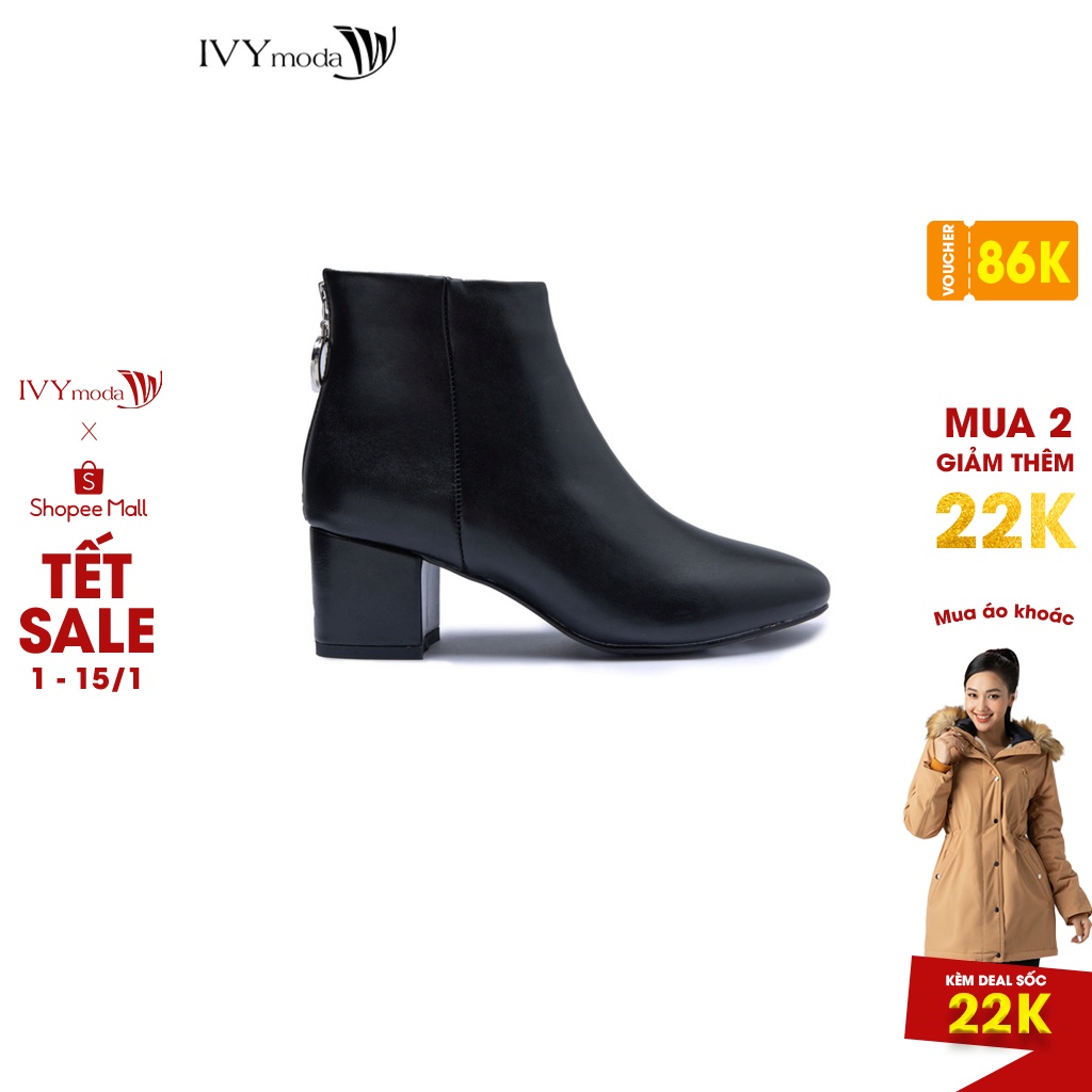 Boots nữ cao gót khóa tròn IVY moda MS 52A1312