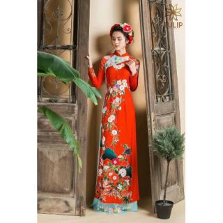 Áo dài in hoa 3D kèm ảnh thật