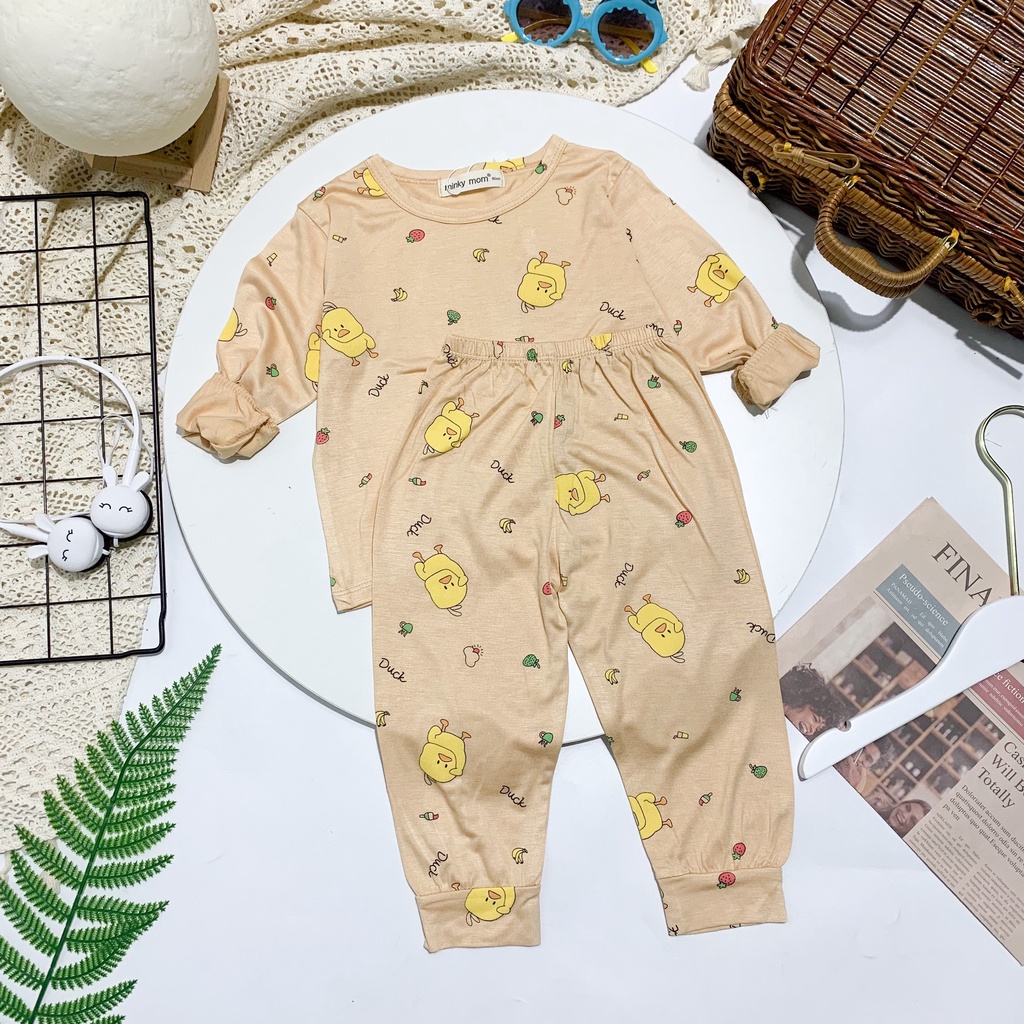 [SALE] Bộ Quần Áo Bé Gái, Bé Trai Minky Mom Hoạ Tiết Báo Hồng, Bộ Dài Tay Thun Lạnh Cho Bé Mặc Nhà Thu Đông MKMTD2233