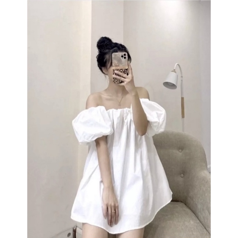 Áo kiểu trễ vai tay phồng giấu quần, áo papidon tay phồng giấu quần dành cho nữ