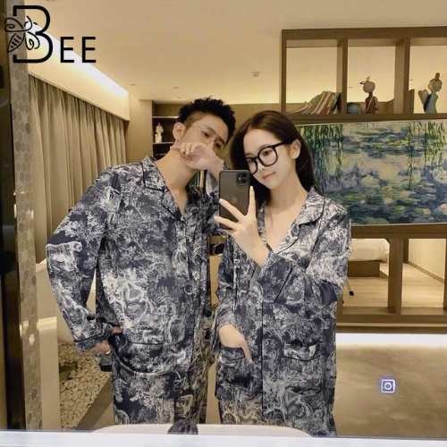 Bộ đồ ngủ pijama lụa mềm mịn, họa tiết D.i.o.r cao cấp