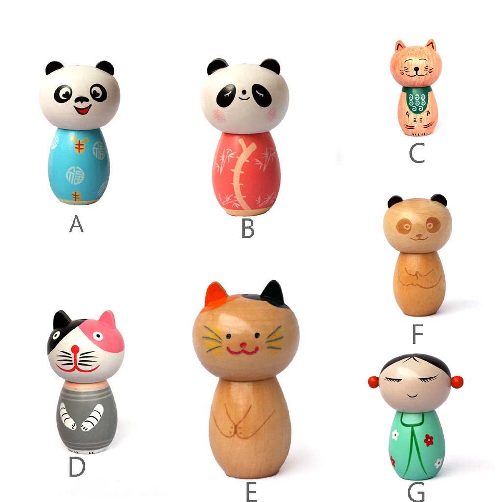 Hộp gỗ tự nhiên đựng tăm xỉa răng hình mèo/ gấu/ panda độc đáo