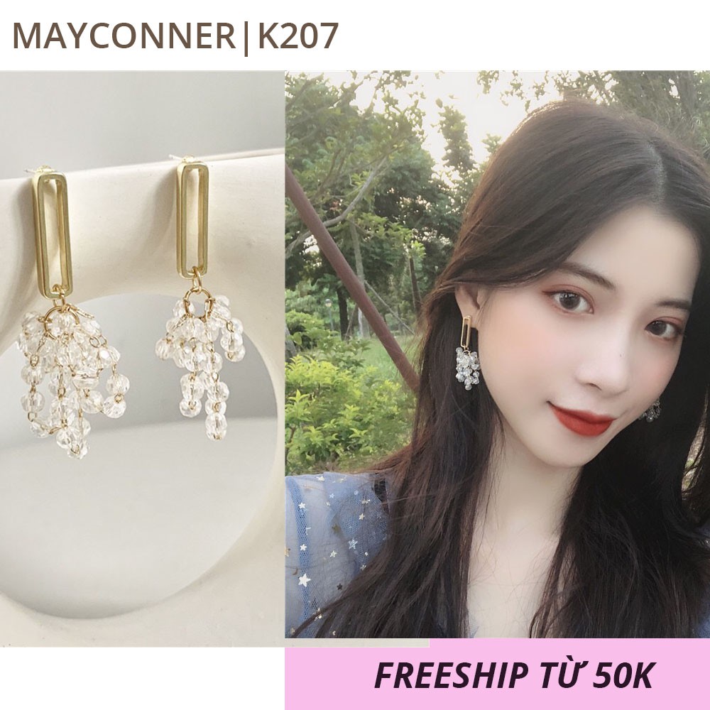 Bông tai tua rua pha lê xinh xắn K207 Mayconner