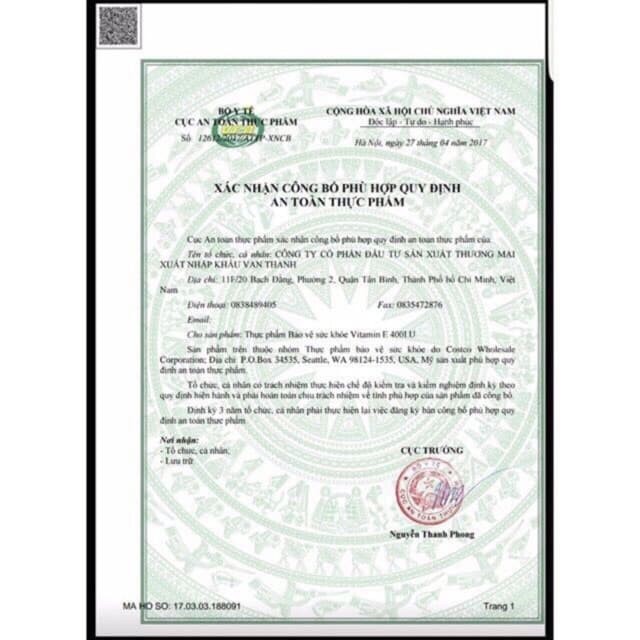 Vitamin A E mirrolla của Nga