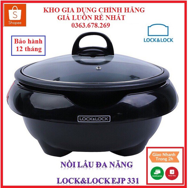 Nồi lẩu điện đa năng lock & lock EJP331BLK dung tích 5L, đường kính 28cm, bảo hành 12 tháng chính hãng