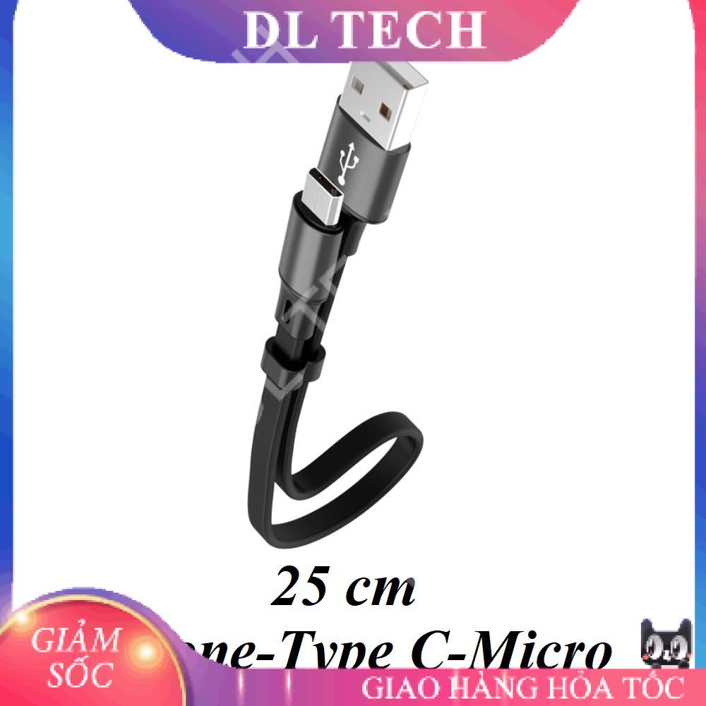 Cáp sạc IP– Type C – Micro USB loại ngắn 25 cm mẫu 1 DL TECH