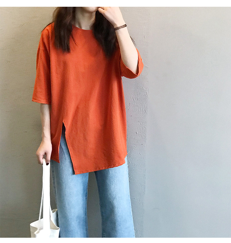 Áo Thun Tay Ngắn Cổ Tròn Màu Trơn Thời Trang Mùa Hè Cho Nữ