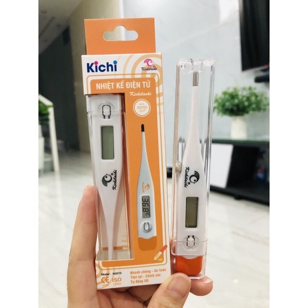 Nhiệt kế điện tử kichilachi kèm pin ( vỏ màu vàng )