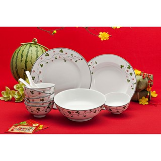 Bộ bàn ăn 9 sản phẩm Jasmine Hoa May Mắn