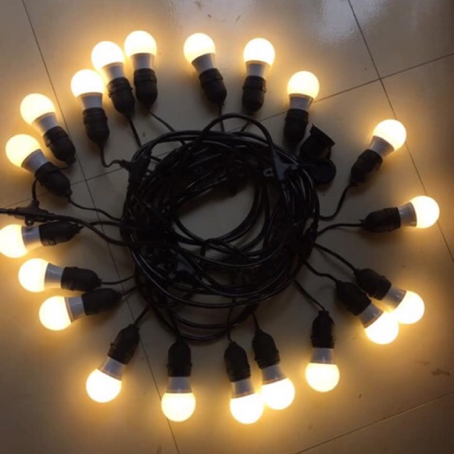 dây đèn chống nước dài 10 mét và 20 bóng đèn 3w