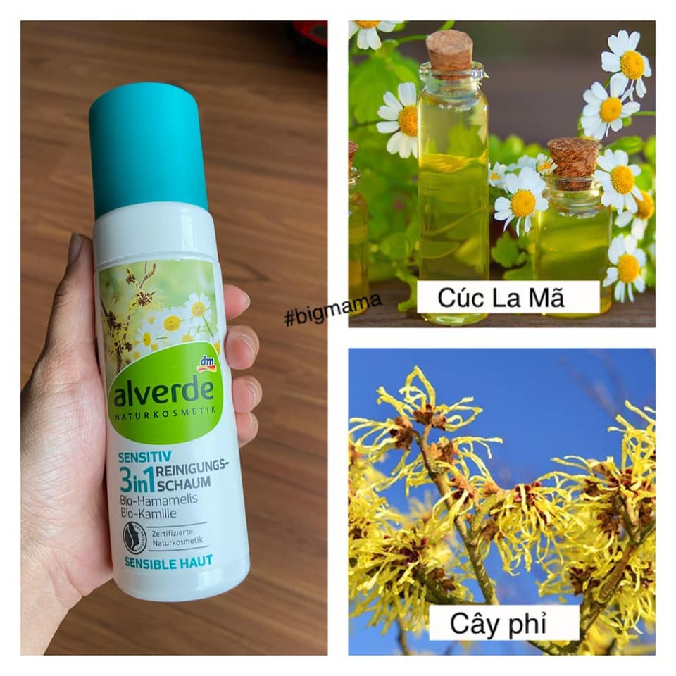 Bọt rửa mặt 3 trong 1 Alverde chai 150ml của Đức