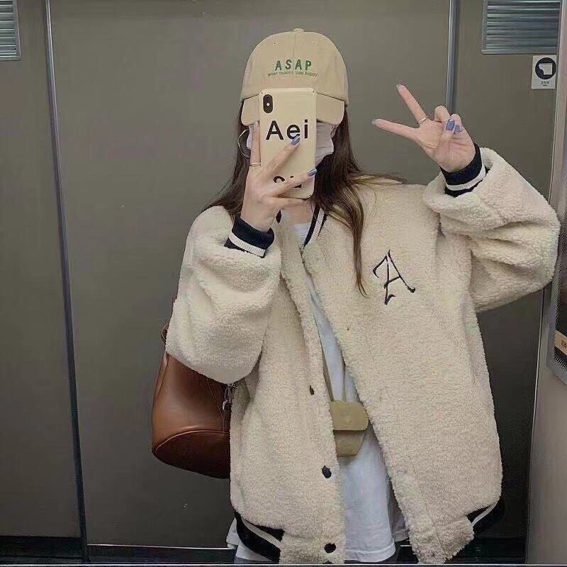 Áo khoác lông mềm cúc bấm A