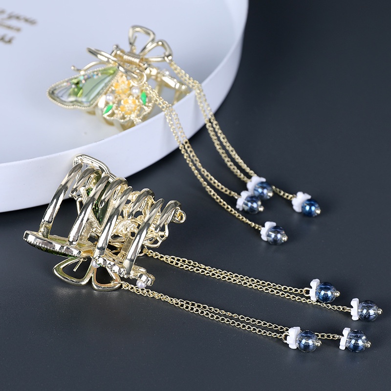 Kẹp Tóc Hình Nơ Tua Rua Bằng Kim Loại Tinh Tế Chất Lượng Cao