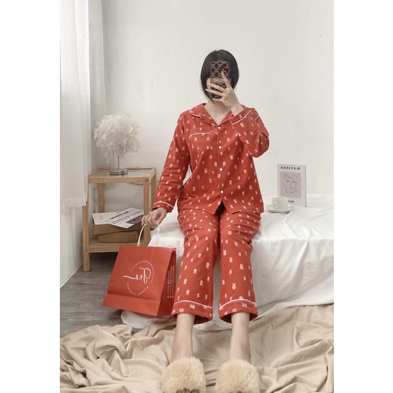 Bộ mặc nhà chất thô dạ Tea Store  họa tiết dễ thương | BigBuy360 - bigbuy360.vn