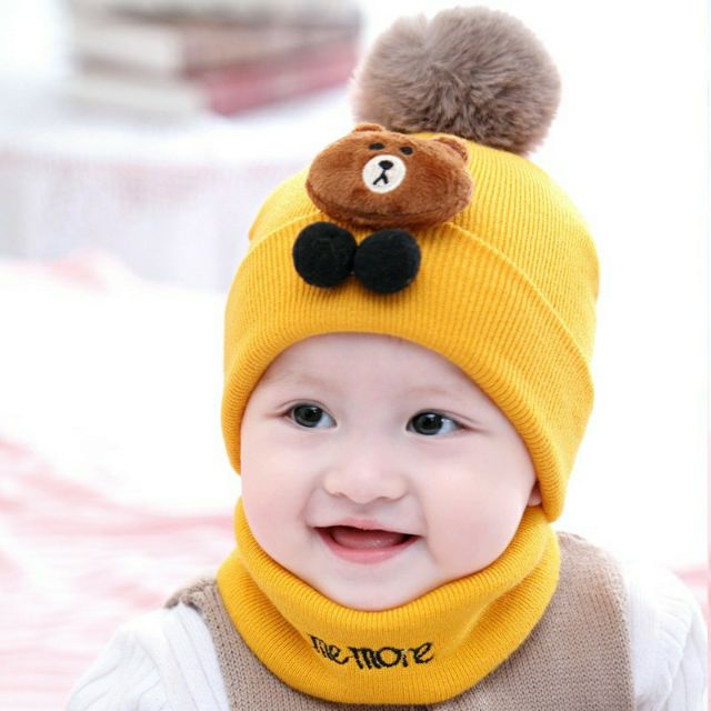 Sét Mũ Len kèm Khăn cho bé
