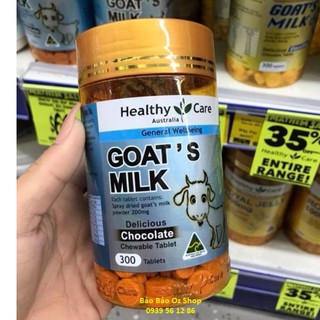 Sữa dê cô đặc hương vị Chocolate -Healthy Care Goat Milk Chocolate Flavour Chewable 300 viên nhai