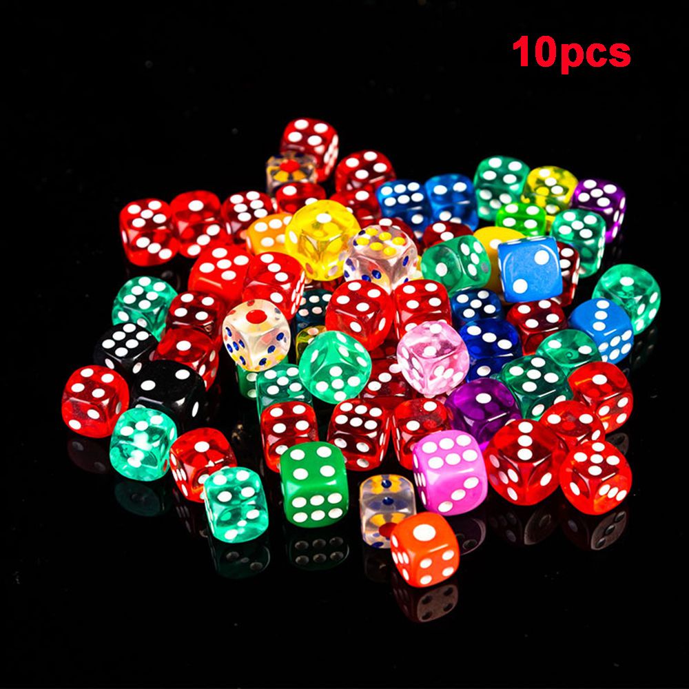 DARON 10pcs Dice Clear Table Games Board Game Bar Party Colorful Cubes Digital Acrylic Gambling/Multicolor