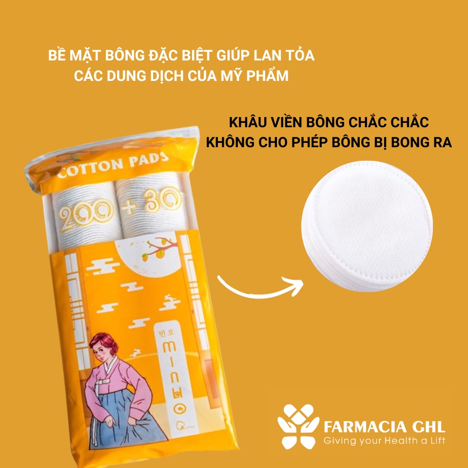 Bông Tẩy Trang Minho Cotton Pads Siêu Mềm Mịn An Toàn Cho Da Nhạy Cảm