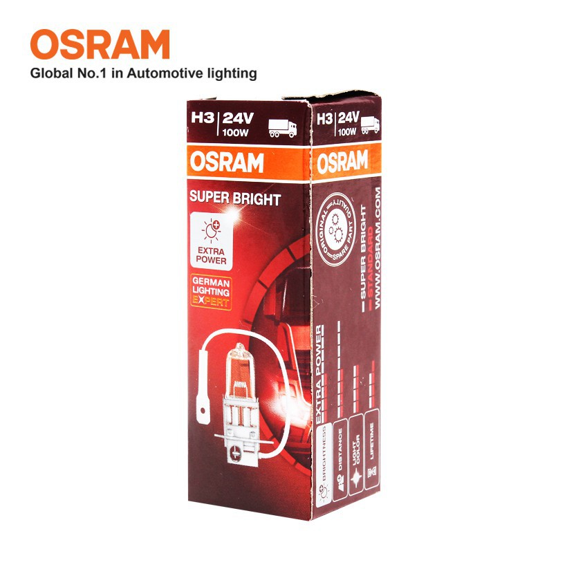 Bóng đèn halogen OSRAM SUPER BRIGHT H3 24v 100w - Nhập Khẩu Chính Hãng