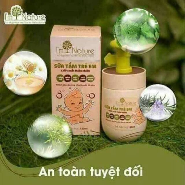 Sữa Tắm Trẻ Em ❤️CHÍNH HÃNG❤️ Sửa Tắm Cho Bé Trẻ Sơ Sinh I'M NATURE Ngừa Rôm Sảy - Cảm Gió 120ml Chính Hãng