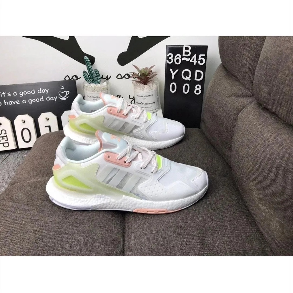 Hàng Có Sẵn Giày Thể Thao Chạy Bộ Co Giãn Cao Cổ Điển 14 Màu Addas 2020 Day Jogger Boost "Trắng/Mint/Cam"