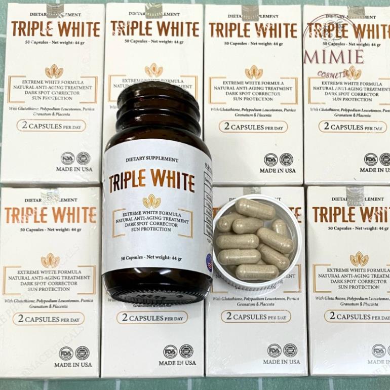 VIÊN UỐNG TRIPLE WHITE - VIÊN UỐNG GLUTATHION 1200MG TRẮNG DA, MỜ NÁM, GIẢM THÂM HỘP 50 VIÊN