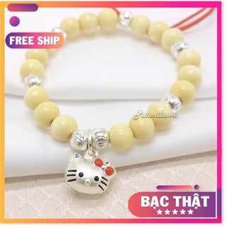 (FREE SHIP - Dâu Tằm Thật) Vòng dâu tằm PANMILA kết bi bạc - Vòng tay cho bé