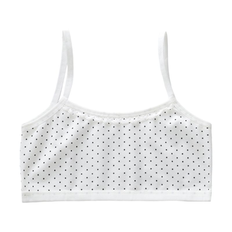 Áo Ngực Cotton Phối Ren Họa Tiết Chấm Bi Dễ Thương Cho Bé Gái