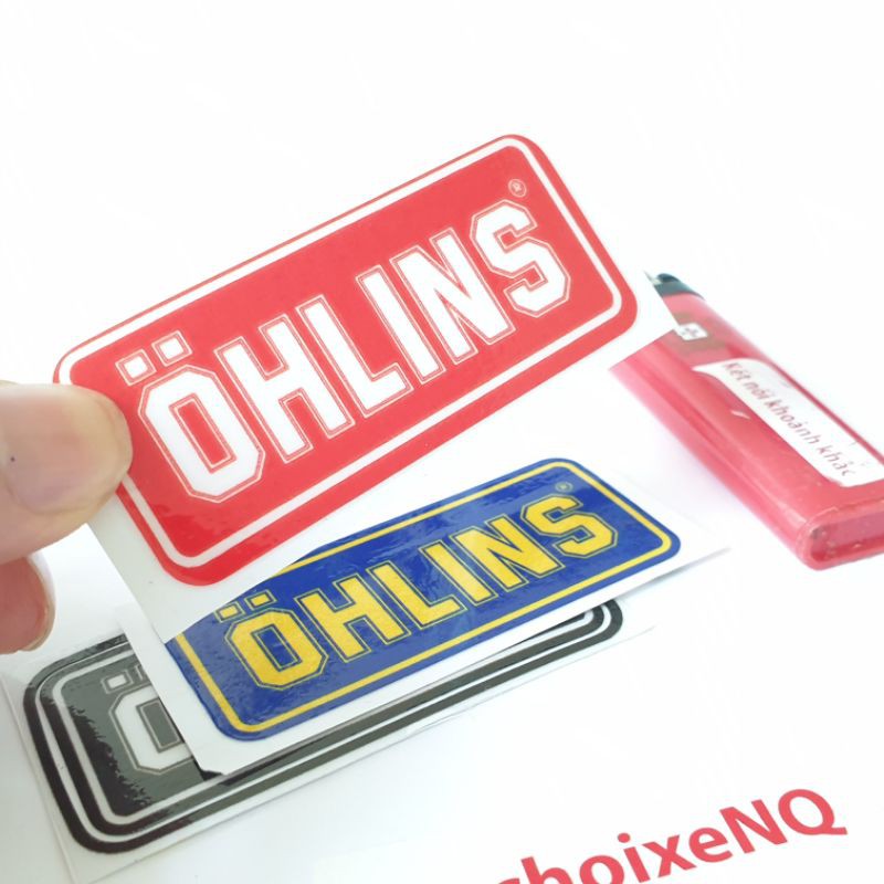 Tem chữ OHLINS trang trí xe