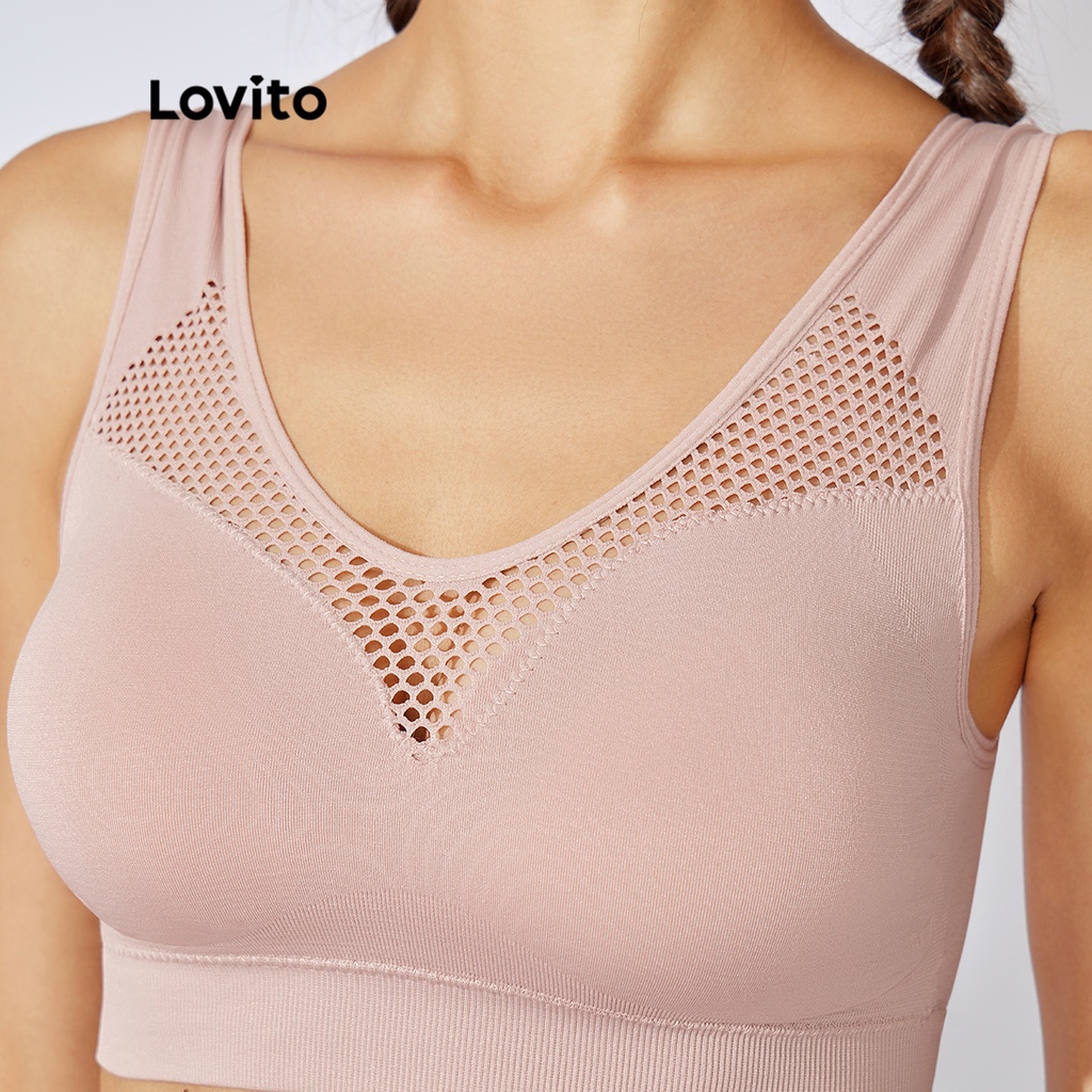 Áo Ngực Thể Thao Yoga Lovito Thoáng Khí Chống Đá Mồ Hôi L31ED058 (Màu Hồng / Xanh Nhạt / Đen)