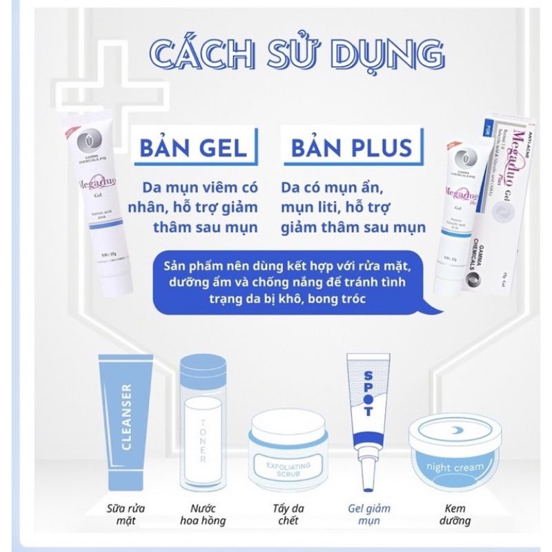 Megaduo Plus Gel 15gram, Gel giảm mụn ẩn, giảm thâm, dưỡng da