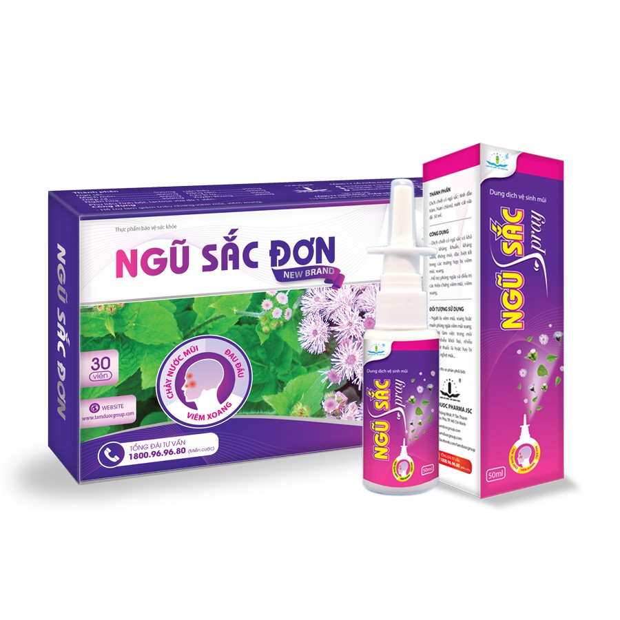 Bộ Sản Phẩm Giảm Viêm Xoang Viêm Mũi Dị Ứng(Ngũ Sắc Đơn 30 viên + Chai Xịt Ngũ Sắc Spray 50ml)