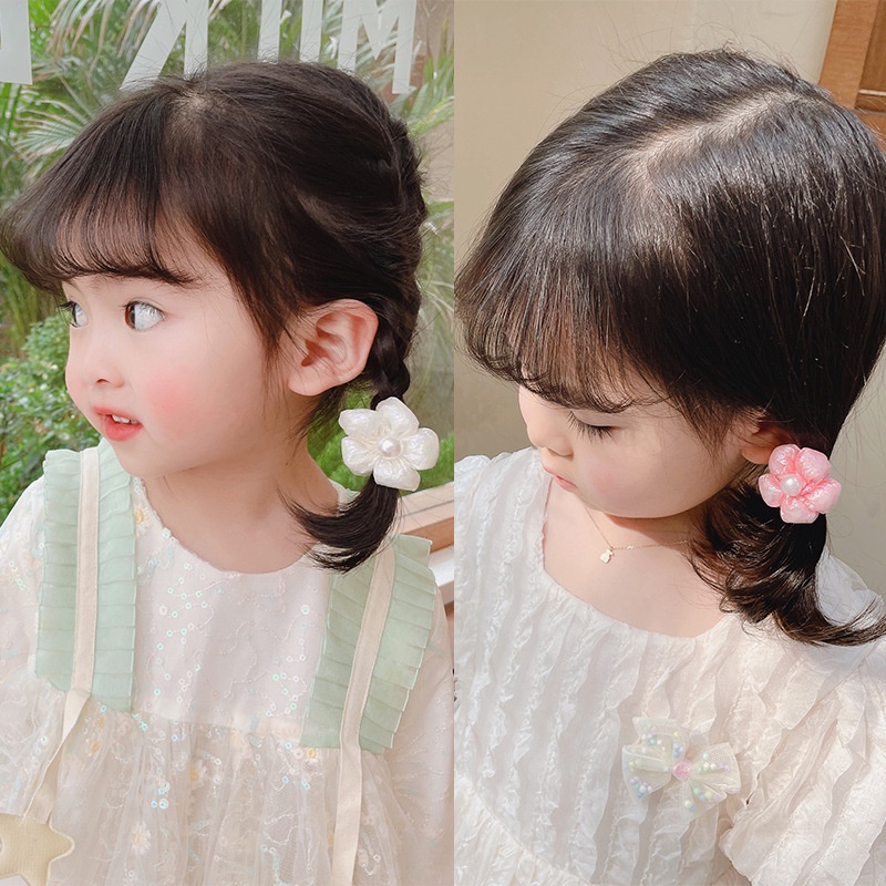 Set 2 Dây Buộc Tóc Đính Hoa Ba Chiều Dễ Thương Cho Bé Gái