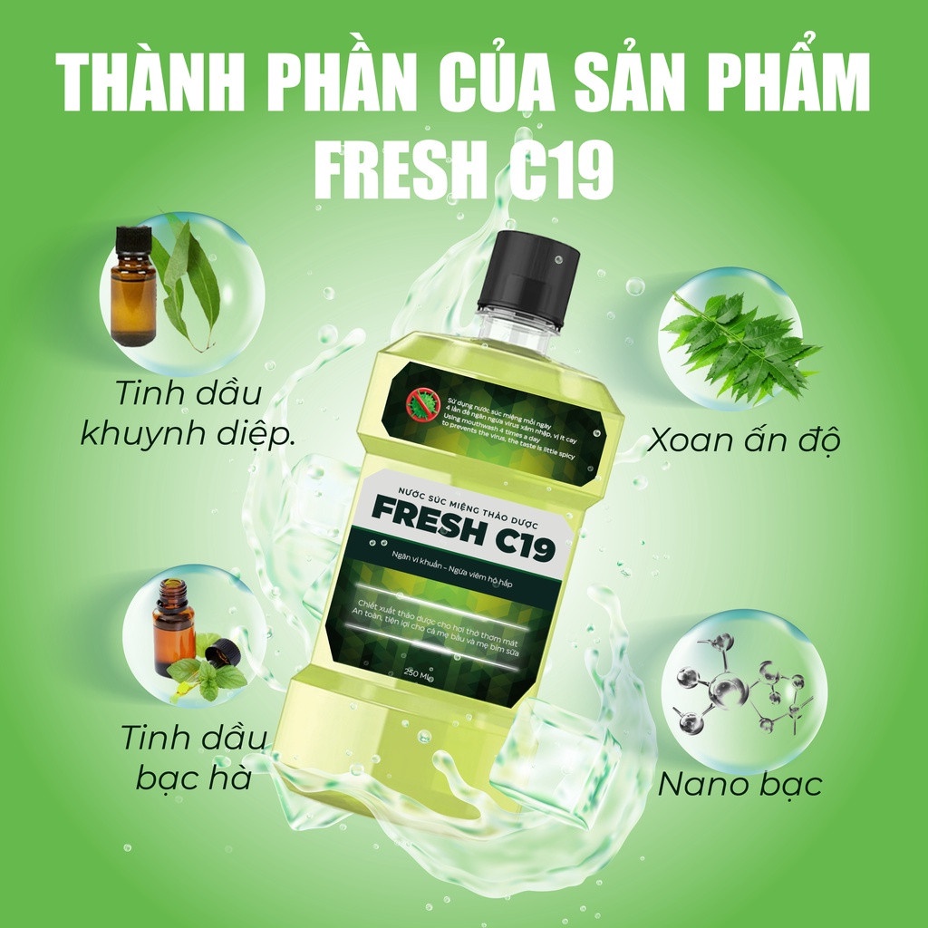 [Combo 2 Chai ] Nước súc miệng thảo dược Thiên Y Phúc Fresh C19 250ml - Hơi thở thơm mát